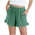 thumbnail image 1 of Miluxas Girls Shorts Casual Solid Color Short Pants Summer Ruffle Beach Shorts with Pockets Mint Green-A 120(5 Years), 1 of 7