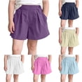 thumbnail image 1 of Miluxas Girls Shorts Kids Casual High Waisted Uniform Shorts with Pockets White 1-2 Years, 1 of 6