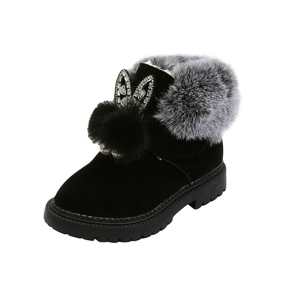 Miluxas Girls Snow Boots Warm Winter Fleece Lined Anti Slip Short Boots (Infant/Toddler/Little Kid) Black 9(25)
