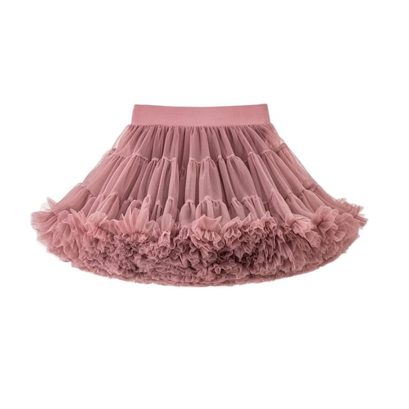 Miluxas Girls Soft Princess Fluffy Tiered Tulle Pleated Tutu Skirt Ballet Birthday Party Pettiskirt Watermelon Red 8-10 Years
