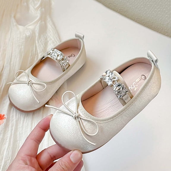 Miluxas Girls Sparkly Princess Shoes Ballet Flats Party Party Wedding Mary Jane Shoes Gold 7(23)