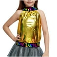 thumbnail image 1 of Miluxas Girls Sparkly Sequin Tops Mock Neck Blouse Sleeveless Shiny Tank Top Sleeveless Glitter Outfits Party Shirt Gold 13-14 Years, 1 of 6