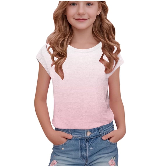 Miluxas Girls Summer Casual Tops Short Sleeve Tie-dyed T Shirts Cute Comfy Tees Pink 9 Years