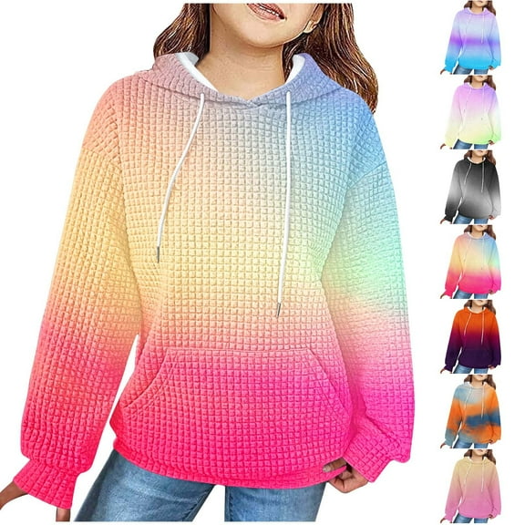 Miluxas Girls Sweatshirt ,Kids Fall Fashion Oversized Sweatshirts Long Sleeve Crewneck Pullover Hoodies Red 10 Years(140)