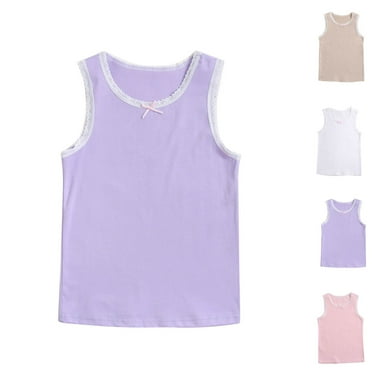 Miluxas Girls Tank Tops Camis Clearance - Solid Cotton Tanks Sleeveless Tees White 10 Years