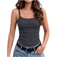 thumbnail image 1 of Miluxas Girls Tank Tops Spaghetti Strap Sleeveless Camisole Undershirts Ribbed Knit Casual Basic Cami Tops Gray 3-4Years, 1 of 7