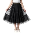 thumbnail image 1 of Miluxas Girls' Tulle Tutu Midi Skirt - Flowy Tiered Skirt with Bow Accents, Princess Style Skirt for Parties, Birthdays & Special Occasions Black 12-13 Years, 1 of 6