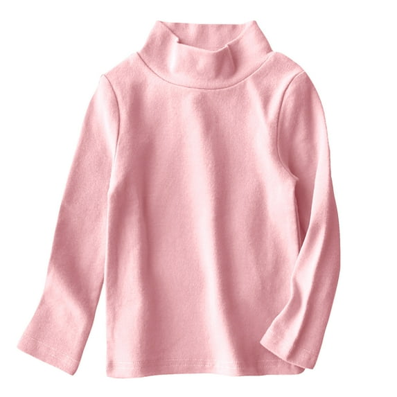 Miluxas Girls Turtleneck Long Sleeve Shirt, Cotton Pullover Turtle Neck Top, Base Layer Tees Pink 10 Years