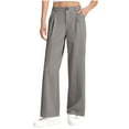 thumbnail image 1 of Miluxas Girls Wide Leg Dressy Pants High Waisted Work Business Casual Slack Summer Flowy Trousers with Pockets Gray 14-15Years, 1 of 5
