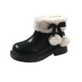 thumbnail image 1 of Miluxas Girls Winter Boots Princess Snow Boots Side Zipper Thicken Warm Leather Boots Suitable for Little Girls Black 10 M(27), 1 of 9