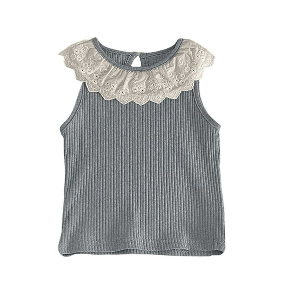 Miluxas Girls' and Toddler Ruffle Front Short Sleeve Top Gray 2 Years