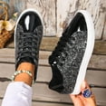 thumbnail image 1 of Miluxas Glitter Sneakers Sparkly Low Top Sequins Sneakers Lace Up Tennis Shoes Comfort Bling Shoes Fashion Shiny Walking Shoes A2-Black 6(37), 1 of 8