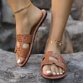thumbnail image 1 of Miluxas H Sandals Clearance Cut Out Flat Sandals Open Toe H Slides Sandals Summer Beach Slipper Brown 8.5(41), 1 of 8