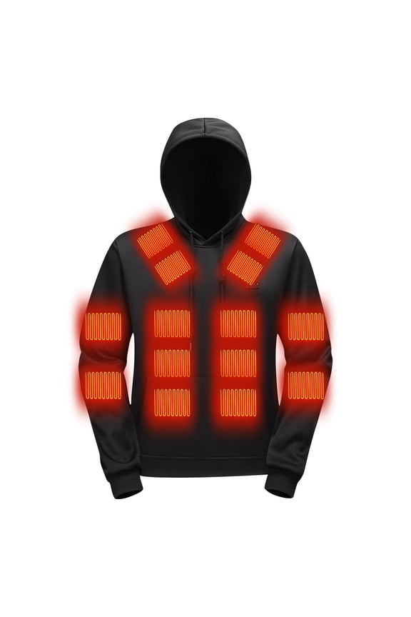 Heated Hoodie for Men Women Warm Sweatshirts Heated Jackets USB Electric Pullover Outdoor Heating with Pockets Unisex Black