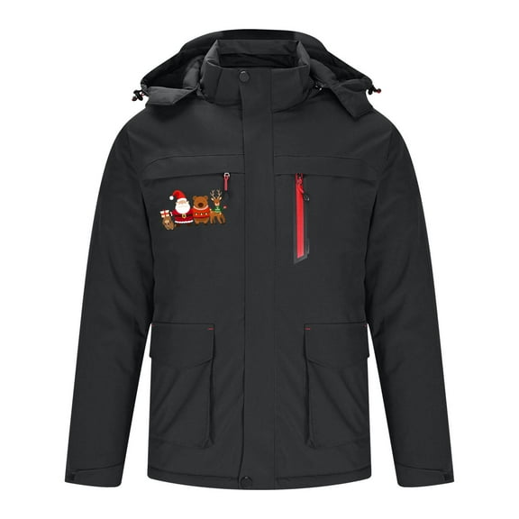 Miluxas Heated Jacket for Men Pack and Detachable Hood Outdoor Electric Soft Shell Heating Coat Black