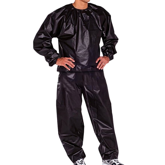 Miluxas Heavy Duty Fitness Weight Loss Sweat Sauna Suit Exercise Gym Anti-Rip Black