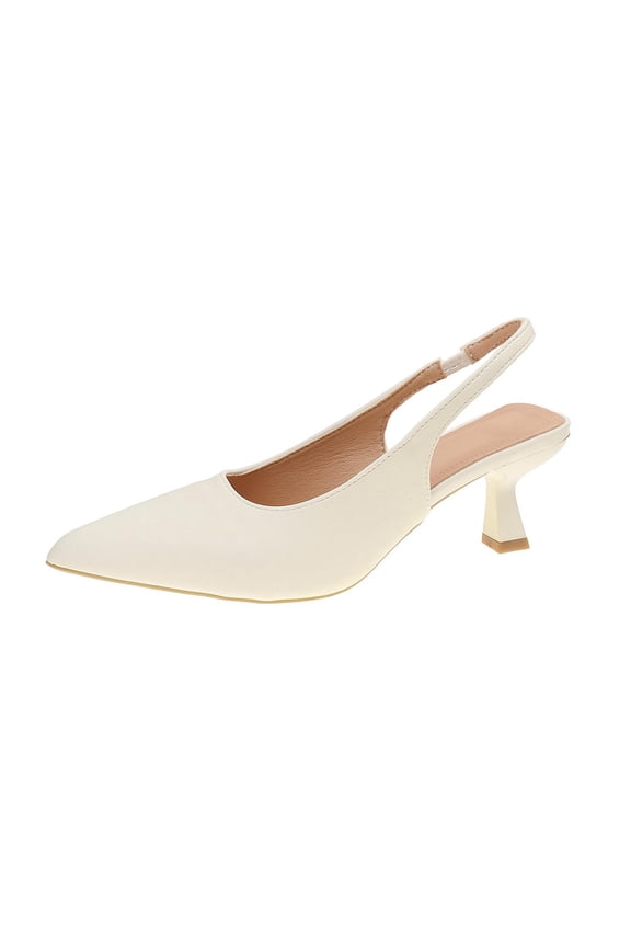 High Heel Mules for Women Slip on Open Pointed Toe Classy Patent Leather Stiletto Pumps formal Slingback Mule Sandals Dress Walking Shoes Beige 5.5(36)
