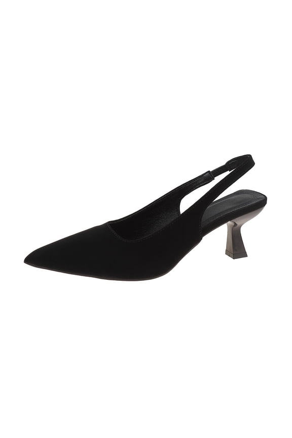 High Heel Mules for Women Slip on Open Pointed Toe Classy Patent Leather Stiletto Pumps formal Slingback Mule Sandals Dress Walking Shoes Black 6.5(38)