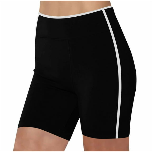 Miluxas High Waisted Women Biker Shorts - Soft Elastic Tummy Control Shorts for Gym, Yoga, Workout Black XL(XL)