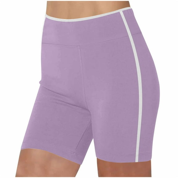 Miluxas High Waisted Women Biker Shorts - Soft Elastic Tummy Control Shorts for Gym, Yoga, Workout Purple XL(XL)