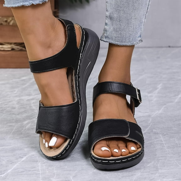 Miluxas Hiking Sandals Women Waterproof Wide Width Lightweight Comfortable Outdoor Sport Sandals Beach Water Shoes Black 8.5(42)