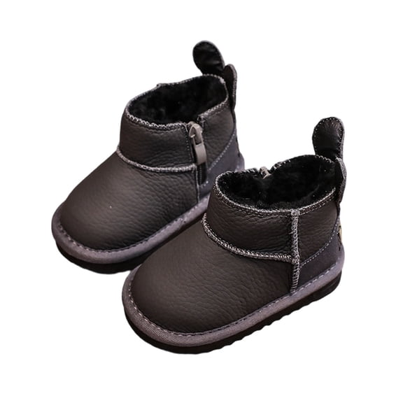 Miluxas Infant Baby Boys Girls Plush Winter Snow Boots Ankle Side Zipper Soft Sole Boots Toddler Newborn Warm First Walker Outdoor Shoes Gray 0 Years