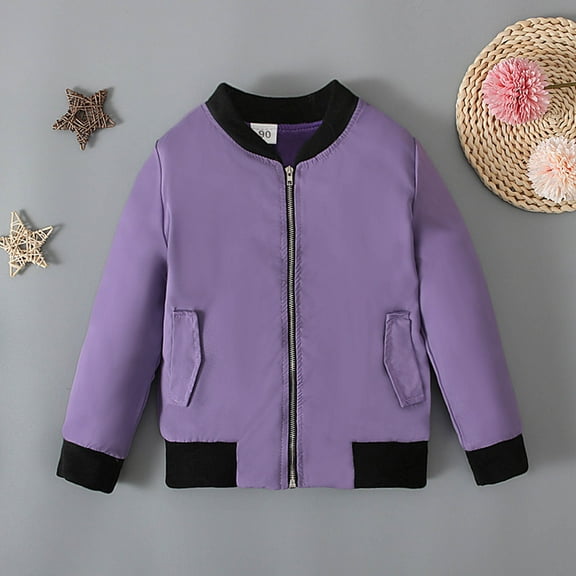 Miluxas Jacket for Girls II Kid & Toddler lightweight Flight Jacket Kid's Bomber Jacket Purple 18-24 Months