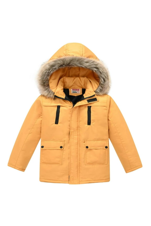 Kid's Waterproof Ski Jacket Warm Winter Coat Boy's and Girl's Snowboarding Jackets Outdoor Windbreaker Orange 9-10 Years