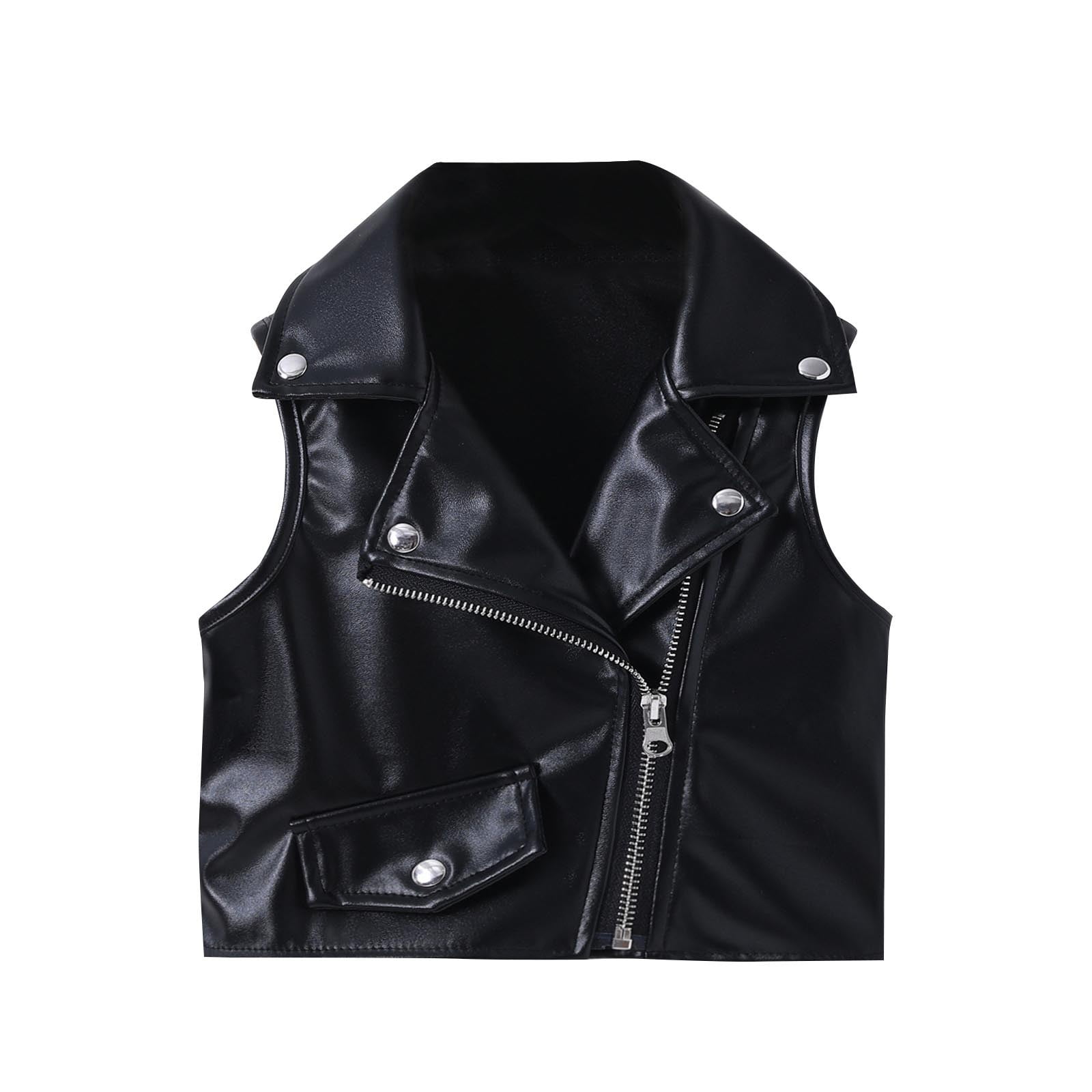 Miluxas Kids Faux leather Vest Motorcycle Dress Casual Vest Jacket