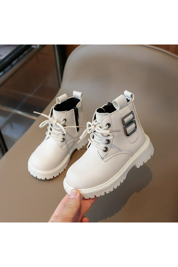 Kids Girls Ankle Bootie Winter Snow Boots Anti-Slip Outdoor Shoes Comfortable Boots Party Birthday Dress up Dance White 6.5 M(21)