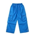 thumbnail image 1 of Miluxas Kids Girls Cargo Pants Elastic Waist Parachute Pants School Active Athletic Workout Joggers Pants with Pockets Light Blue 160(160), 1 of 4