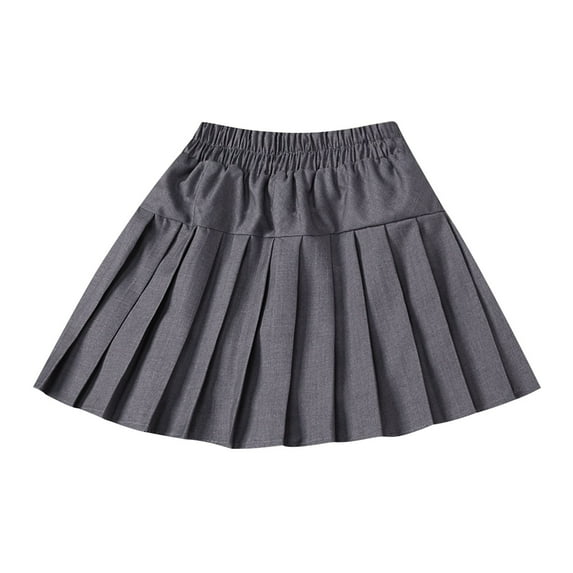 Miluxas Kids Girls Skirt Casual Mini Flare Plain Pleated Skater Uniform Skirts Dark Gray 6 Years(120)
