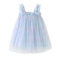 thumbnail image 1 of Miluxas Kids Maxi Toddler Kids Baby Girls Cute Summer Mesh Sequin Star Rainbow Suspenders Dress Skirt Blue 12-18Months, 1 of 1