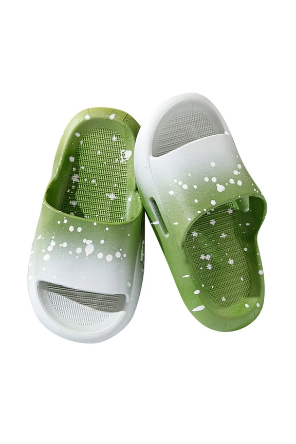 Kids Slides Boys Girls Toddlers Open Toe Slippers Cute Tie-dyed Sandals Cushioned Thick Sole Beach Pool Shoes Green 8 Years
