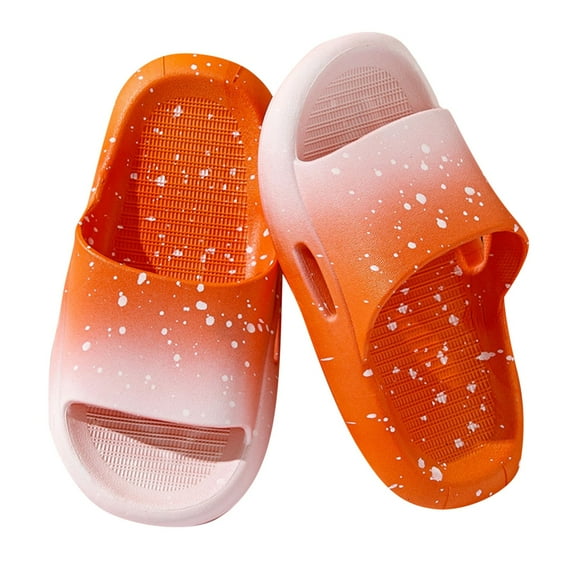 Miluxas Kids Slides Boys Girls Toddlers Open Toe Slippers Cute Tie-dyed Sandals Cushioned Thick Sole Beach Pool Shoes Orange 10 Years