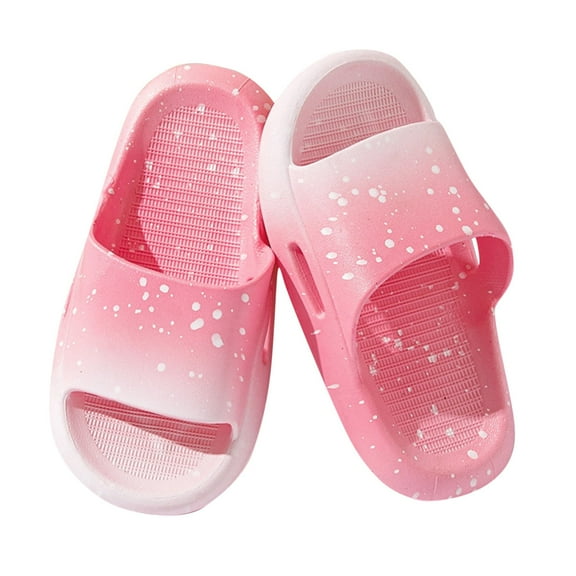 Miluxas Kids Slides Boys Girls Toddlers Open Toe Slippers Cute Tie-dyed Sandals Cushioned Thick Sole Beach Pool Shoes Pink 8 Years