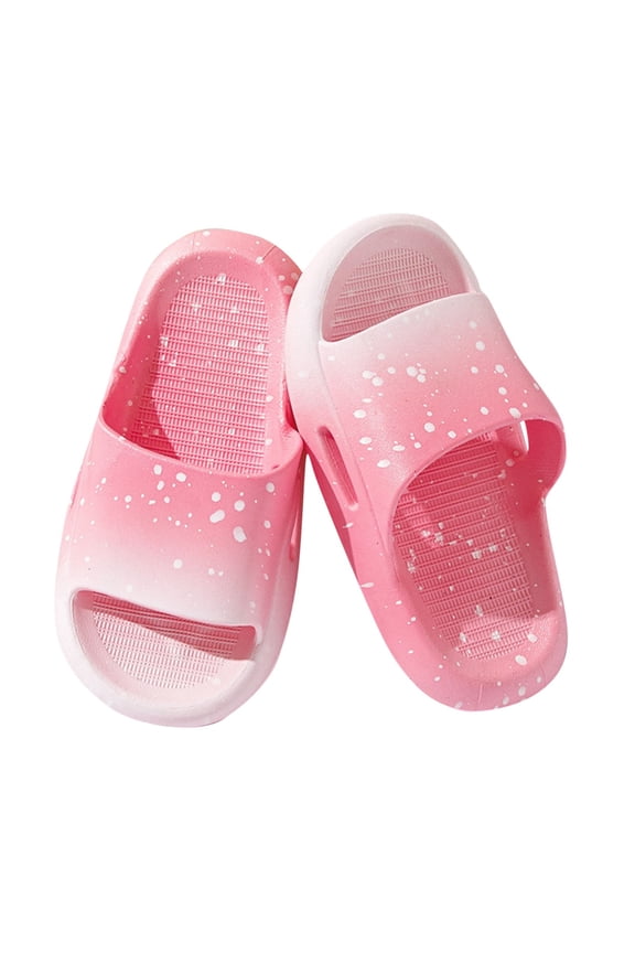 Kids Slides Boys Girls Toddlers Open Toe Slippers Cute Tie-dyed Sandals Cushioned Thick Sole Beach Pool Shoes Pink 8 Years