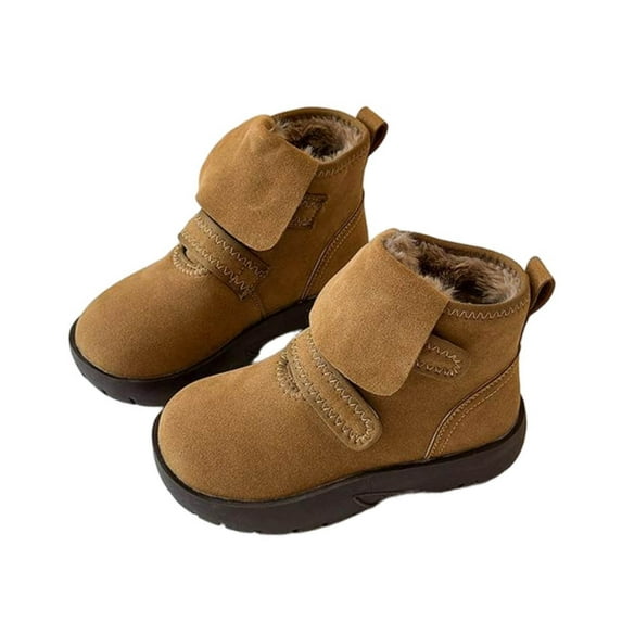 Miluxas Kids Snow Boots Boys Girls Winter Warm Outdoor Slip Resistant Cold Weather Unisex Shoes (Toddler/Little Kid/Big Kid) Brown 1(34)