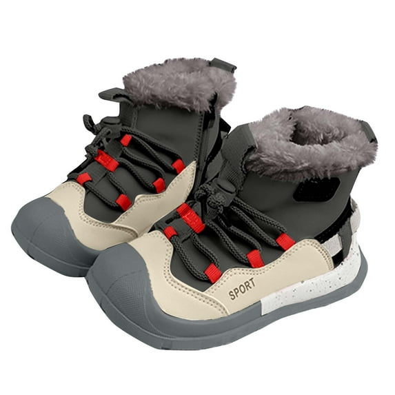 Miluxas Kids Snow Boots Girls Winter Warm Waterproof Outdoor Slip Resistant Cold Weather Girls' Casual Shoes (Toddler/Little Kid/Big Kid) Gray 4 M(37)