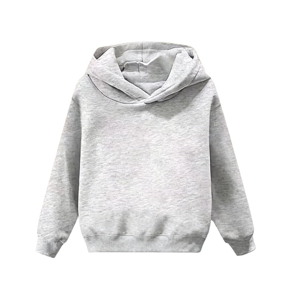 Miluxas Kids Solid Pullover Hoodie for Girls Boys, Hood Sweatshirt with Front Kangaroo Pocket, Soft Long Sleeve Basic Top Gray 3-4 Years