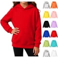 thumbnail image 1 of Miluxas Kids Solid Pullover Hoodie for Girls Boys, Hood Sweatshirt with Front Kangaroo Pocket, Soft Long Sleeve Basic Top Yellow 13-14 Years, 1 of 6