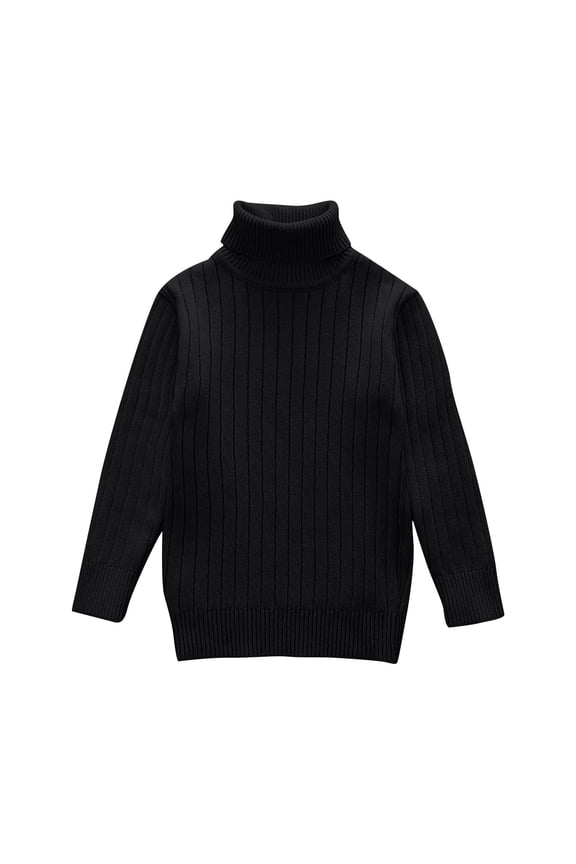 Kids Sweater for Boy Girl Winter Furry Turtleneck Tops Warm Black 4 Years