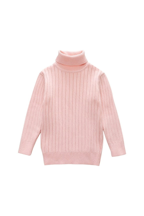 Kids Sweater for Boy Girl Winter Furry Turtleneck Tops Warm Pink 3 Years