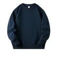 thumbnail image 1 of Miluxas Kids Sweatshirt Solid Color Cotton Pullover Crewneck Long Sleeve Tshirts Tops Navy 7-8Years, 1 of 5