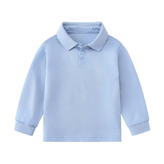 Miluxas Kids & Toddler Polo Shirts Boys Girls Long Sleeve 100% Cotton Uniform Polo Shirt Variety of Colors Sky Blue 13 Years