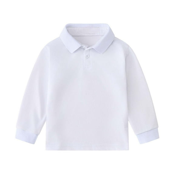 Miluxas Kids & Toddler Polo Shirts Boys Girls Long Sleeve 100% Cotton Uniform Polo Shirt Variety of Colors White 9 Years