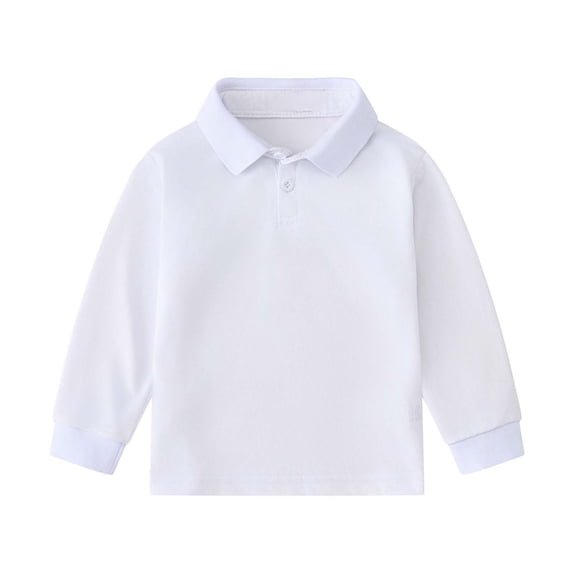 Miluxas Kids & Toddler Polo Shirts Boys Girls Long Sleeve 100% Cotton Uniform Polo Shirt Variety of Colors White 1 Years