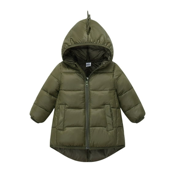 Miluxas Kids Winter Coats with Hooded Light Puffer Coat Warm Padded Jacket for Baby Boys Girls Toddler Army Green 2 Years