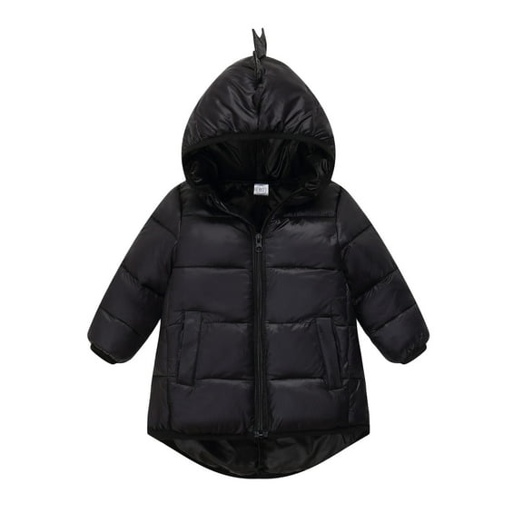 Miluxas Kids Winter Coats with Hooded Light Puffer Coat Warm Padded Jacket for Baby Boys Girls Toddler Black 6 Years