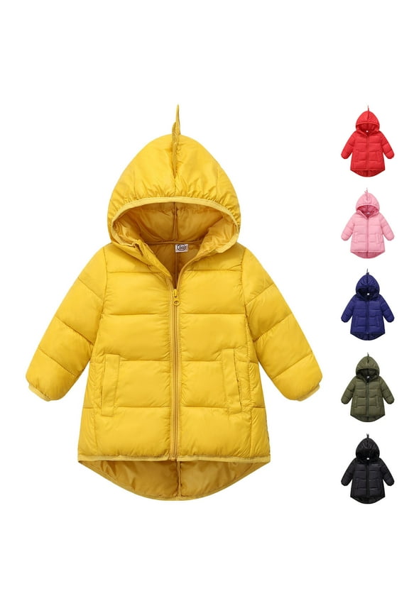 Kids Winter Coats with Hooded Light Puffer Coat Warm Padded Jacket for Baby Boys Girls Toddler Yellow 3 Years